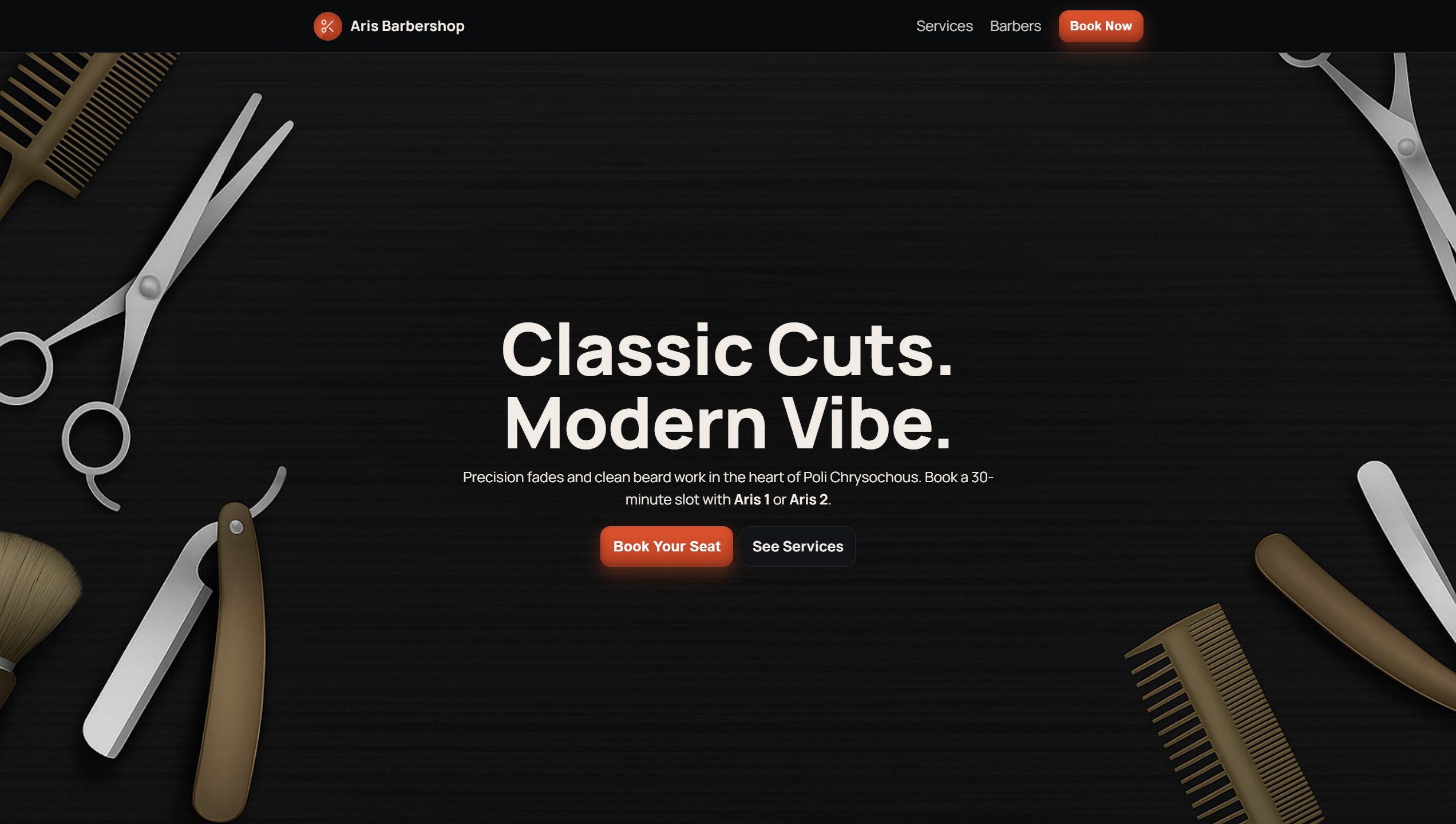 Aris Barbershop website